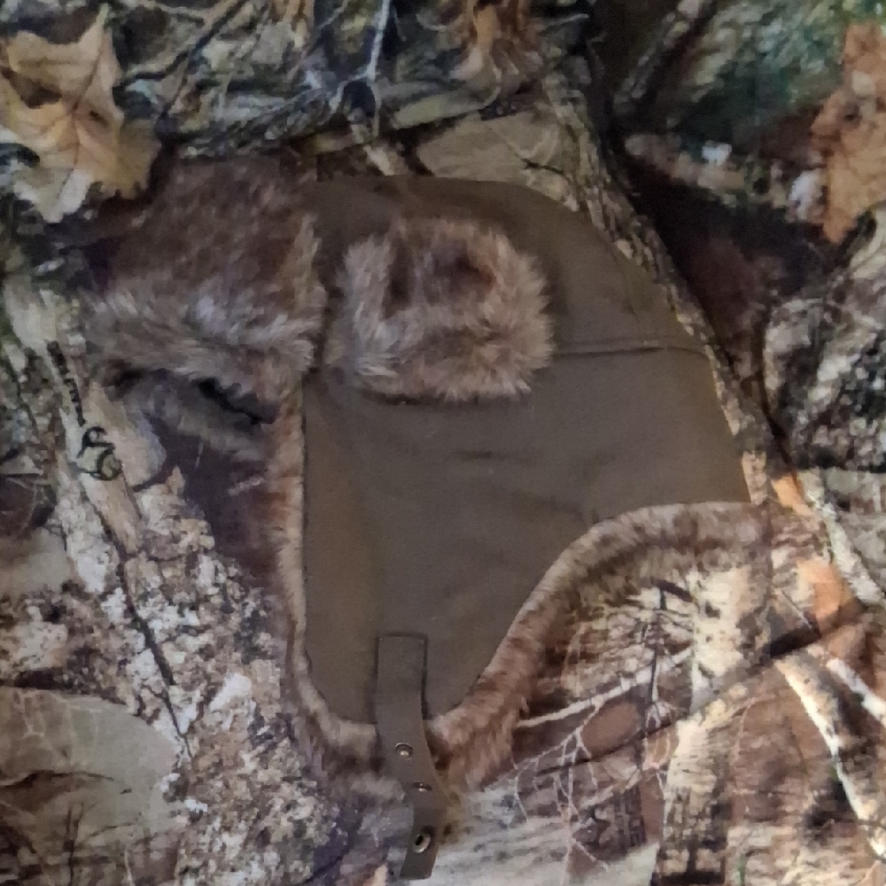 Faux Fur Trim Trapper Hat in Olive Green